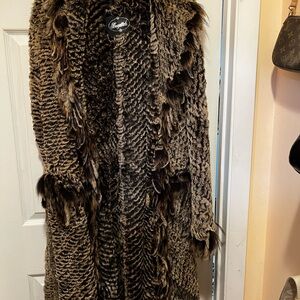 Bugatteli Brown Fur-Trim Knit Coat